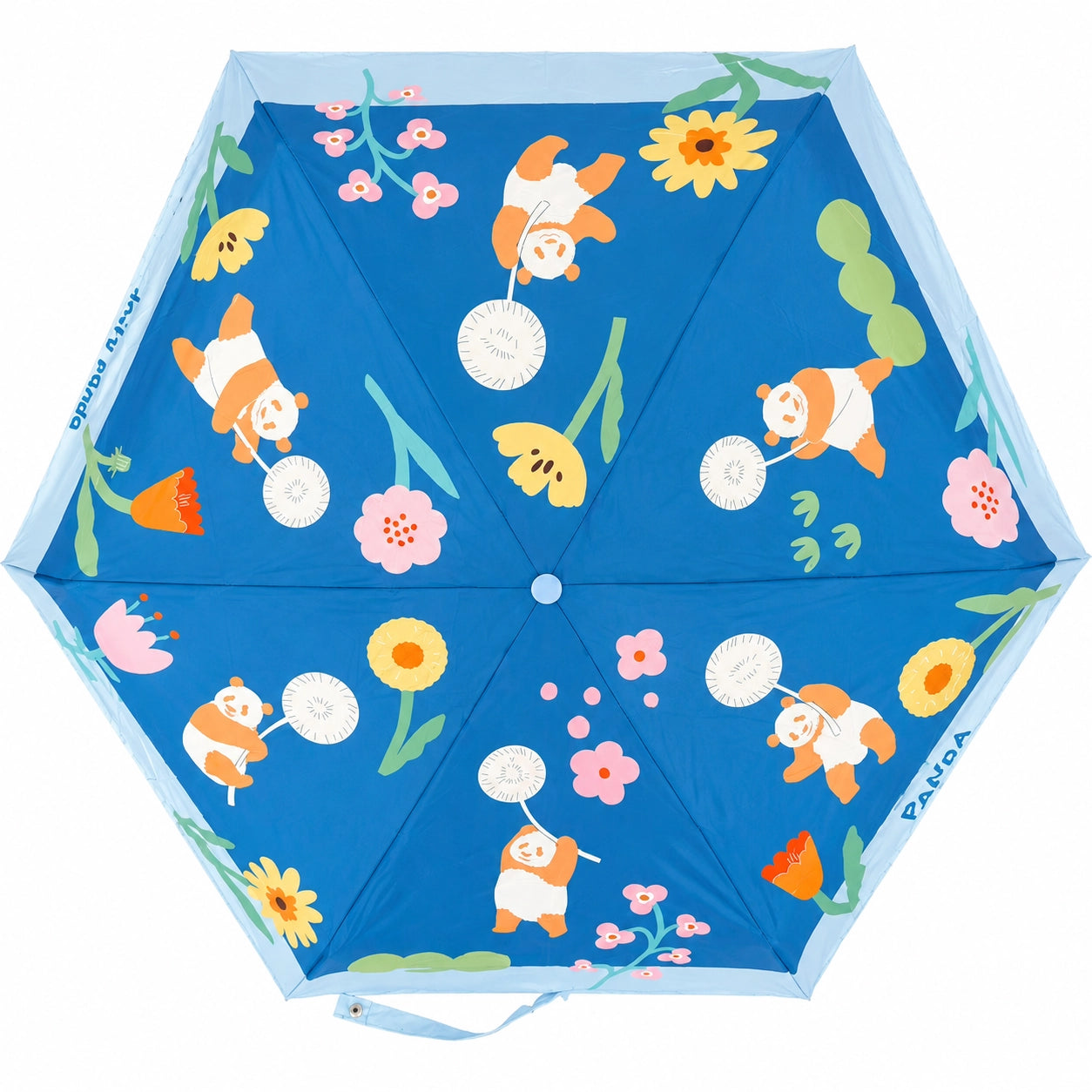 Flowers And Panda Pocket Umbrella Travel With The Wind Design