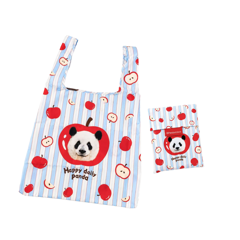 Panda Apple Foldable Reusable Shopping Bag