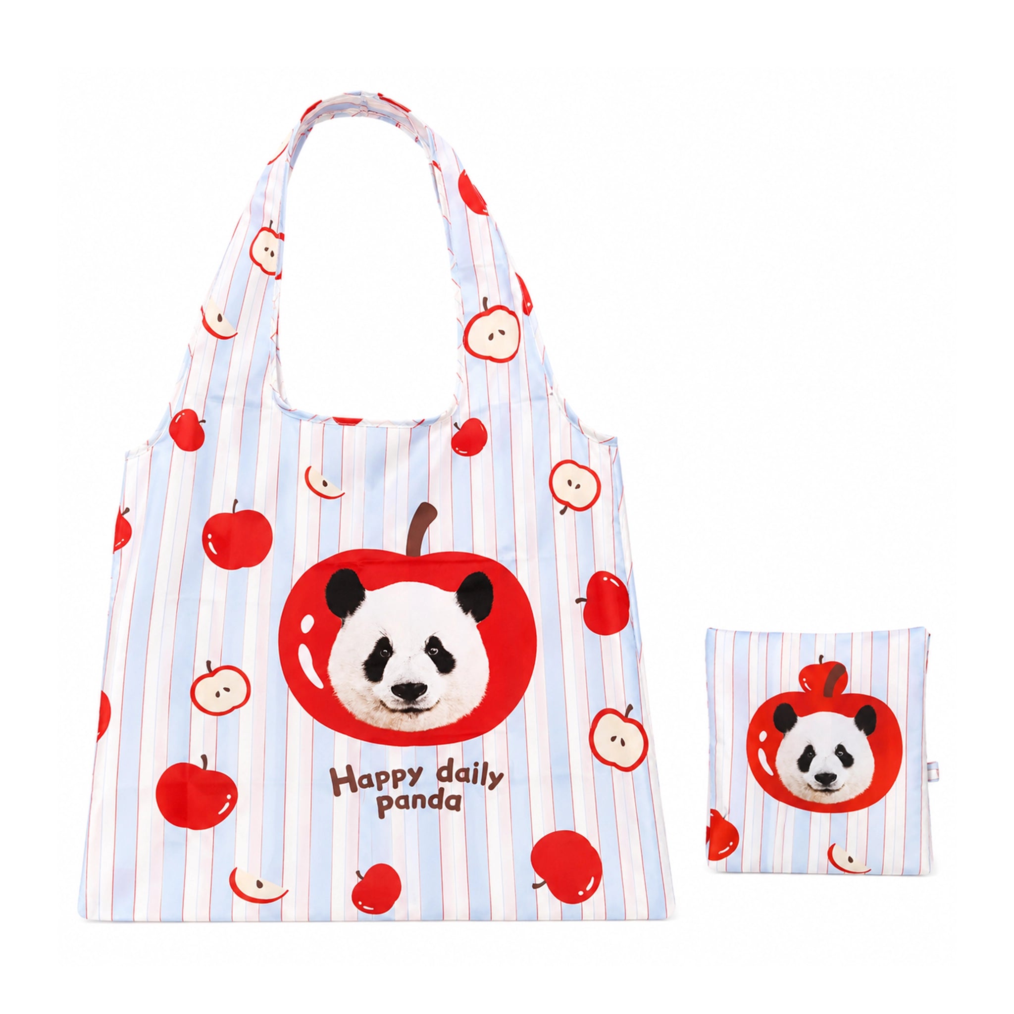 Panda Apple Foldable Reusable Shopping Bag
