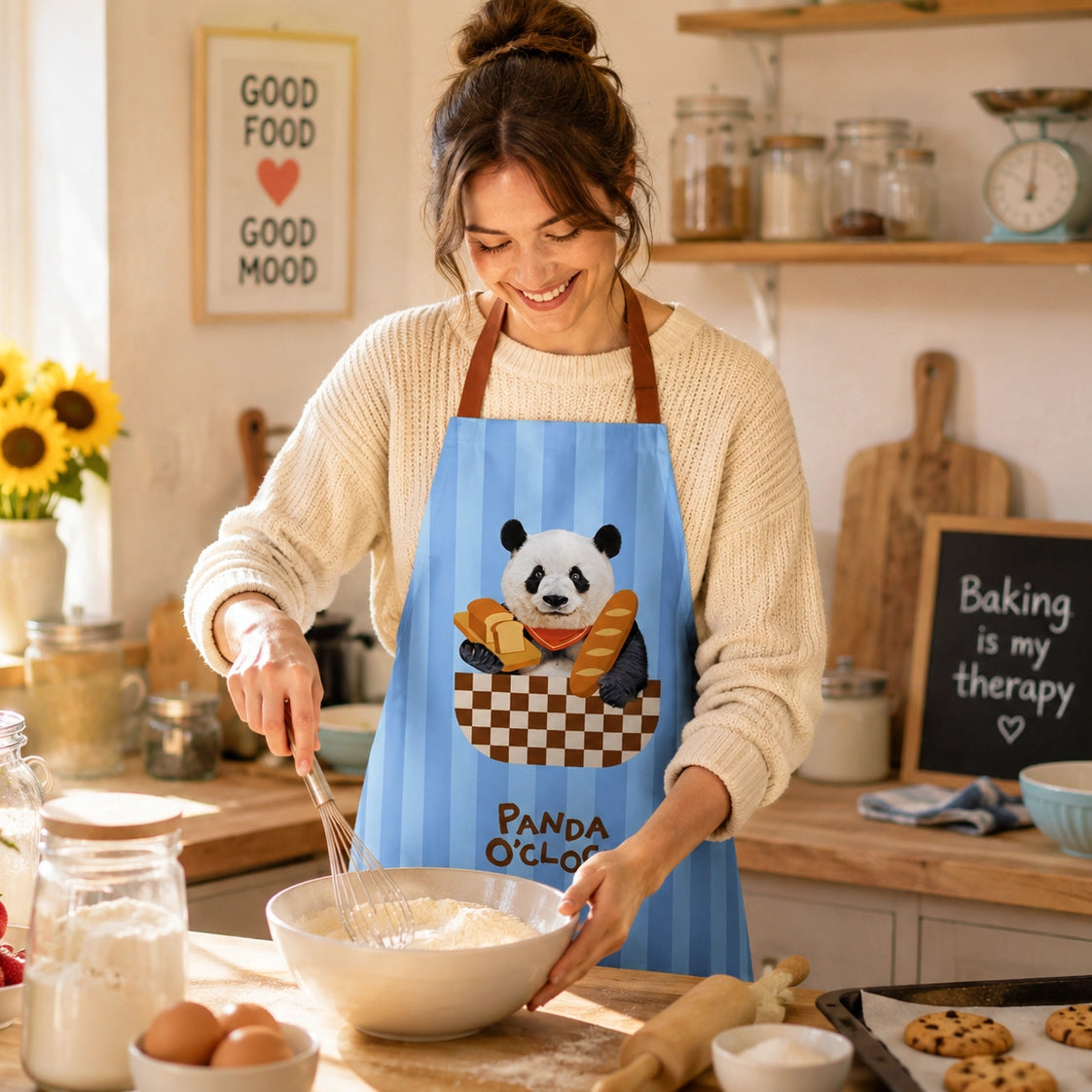 Panda Apron Blue Without Pocket