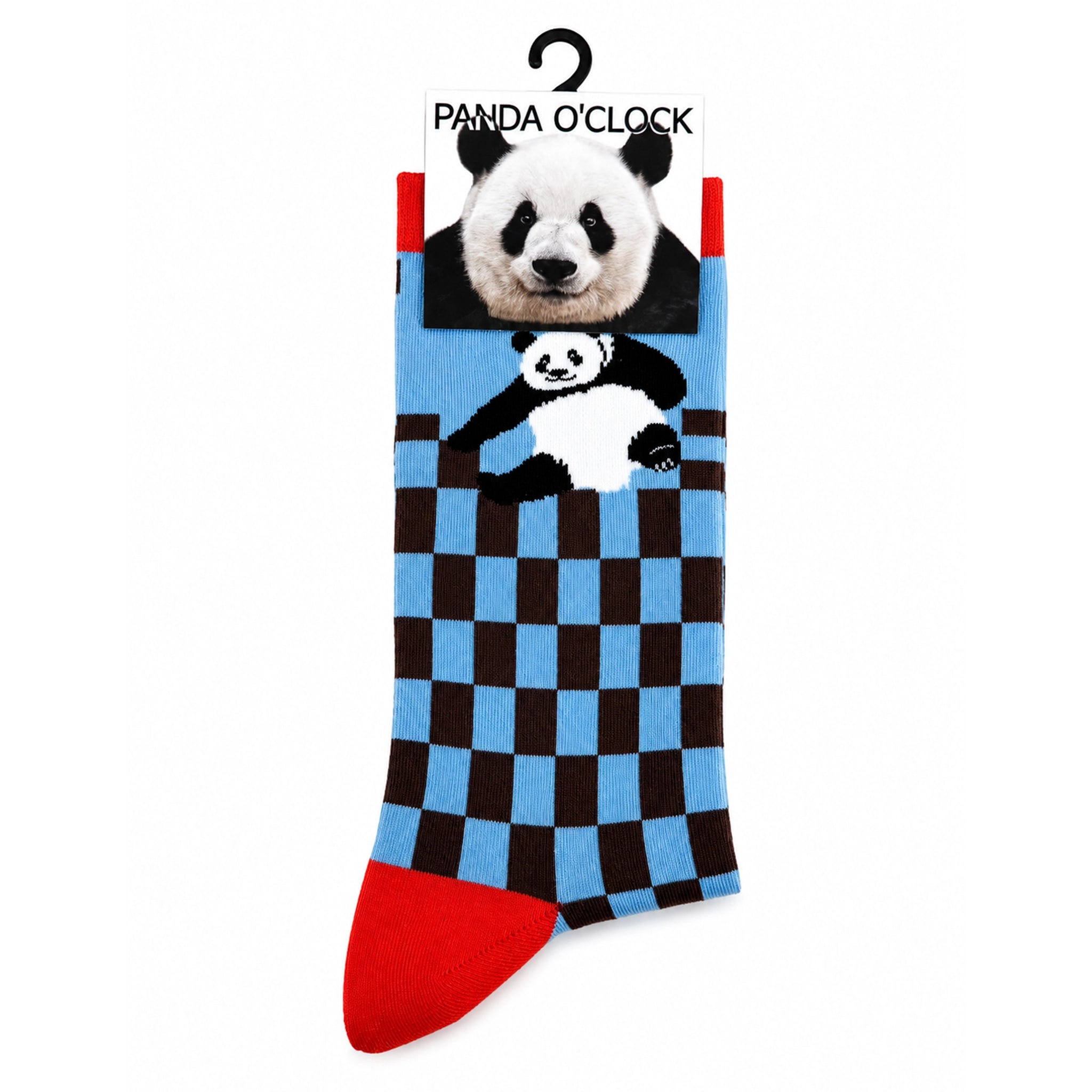 Panda Colour Block Check Socks Blue