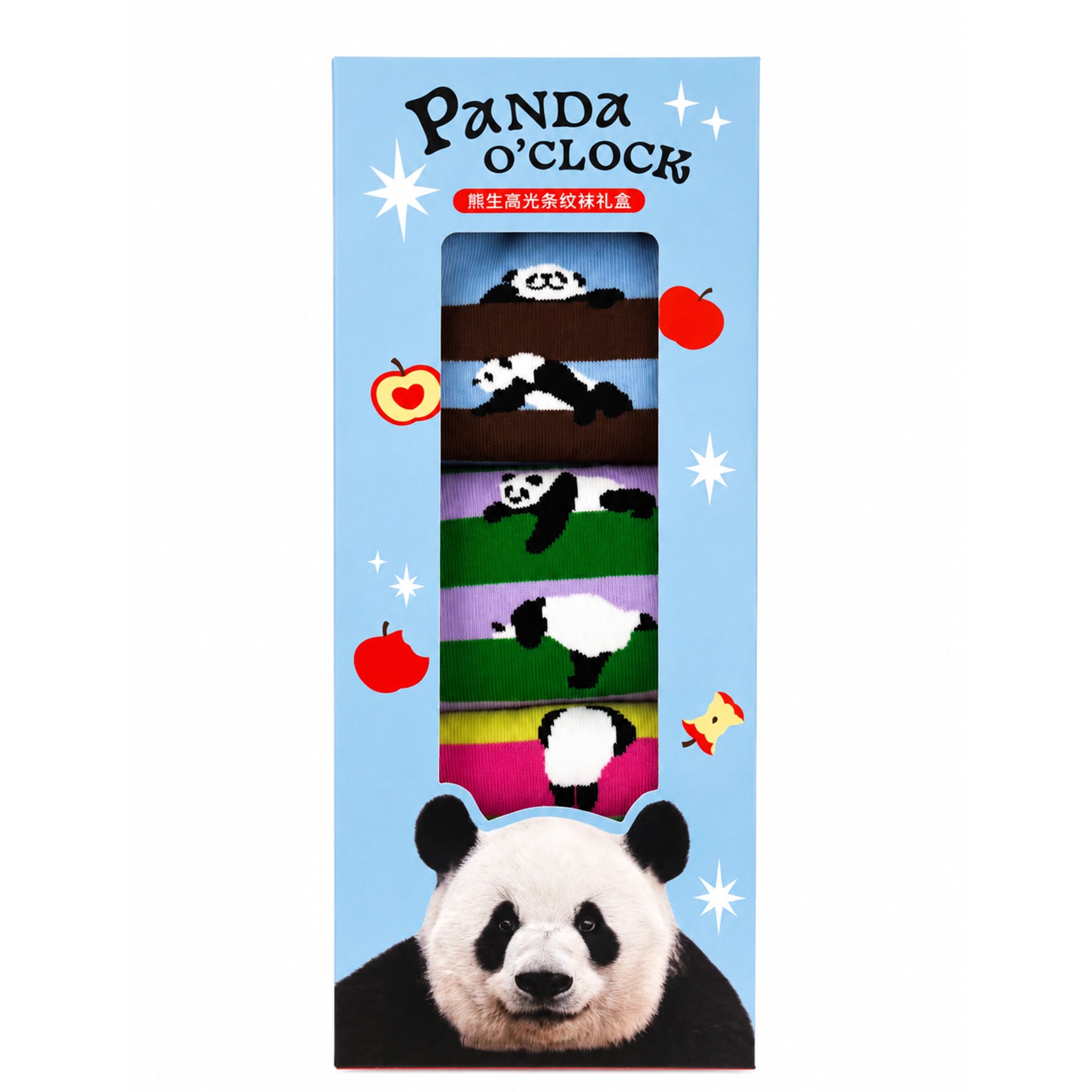 Panda Colour Block Striped Socks Gift Box Design A