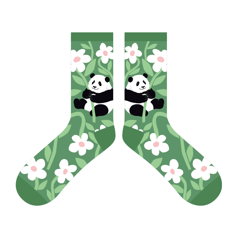 Panda Hua Hua Bouquet Socks Dark Green