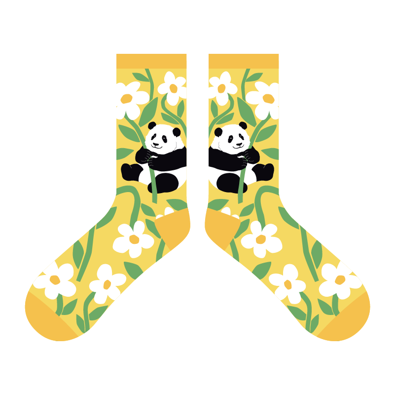 Panda Hua Hua Bouquet Socks Yellow