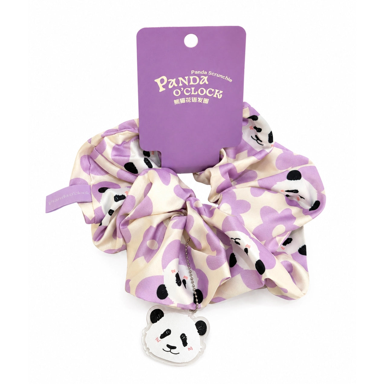 Panda Hua Hua Hair Scrunchie Purple Flower Design