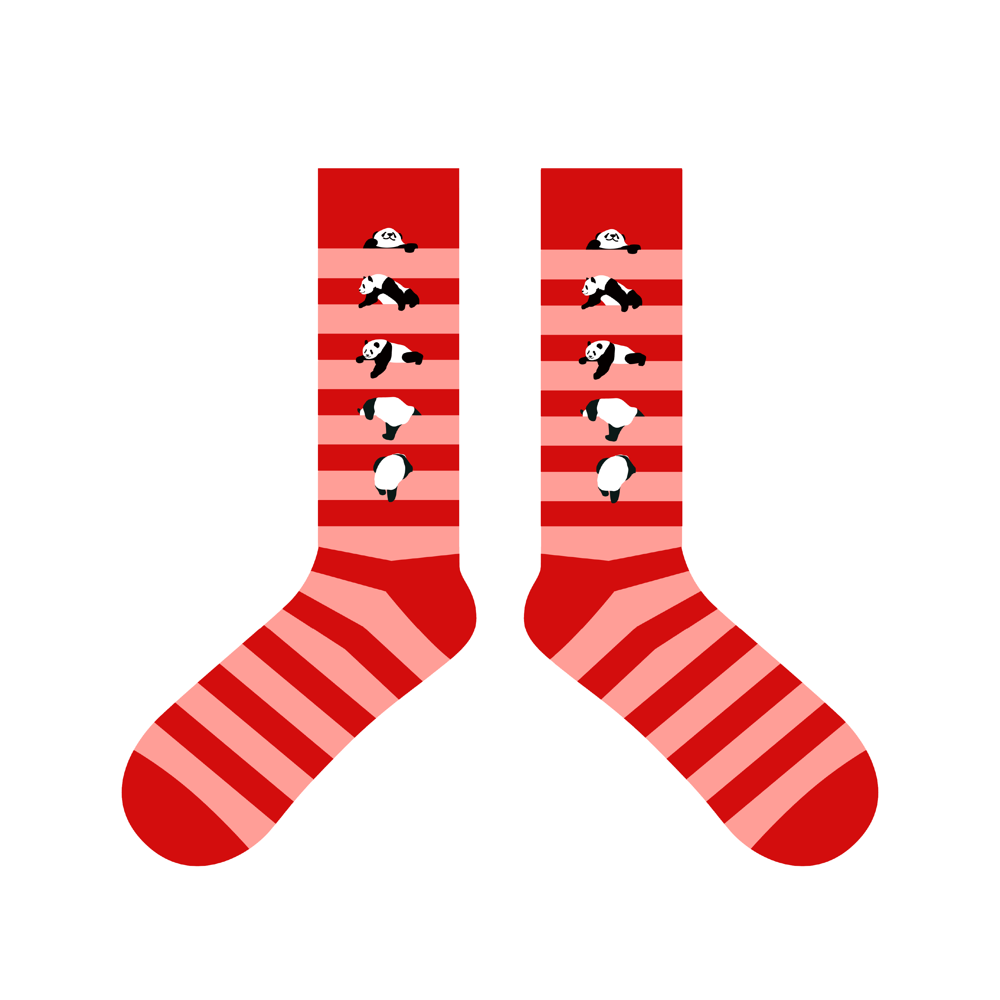 Panda Lucky Red Striped Socks