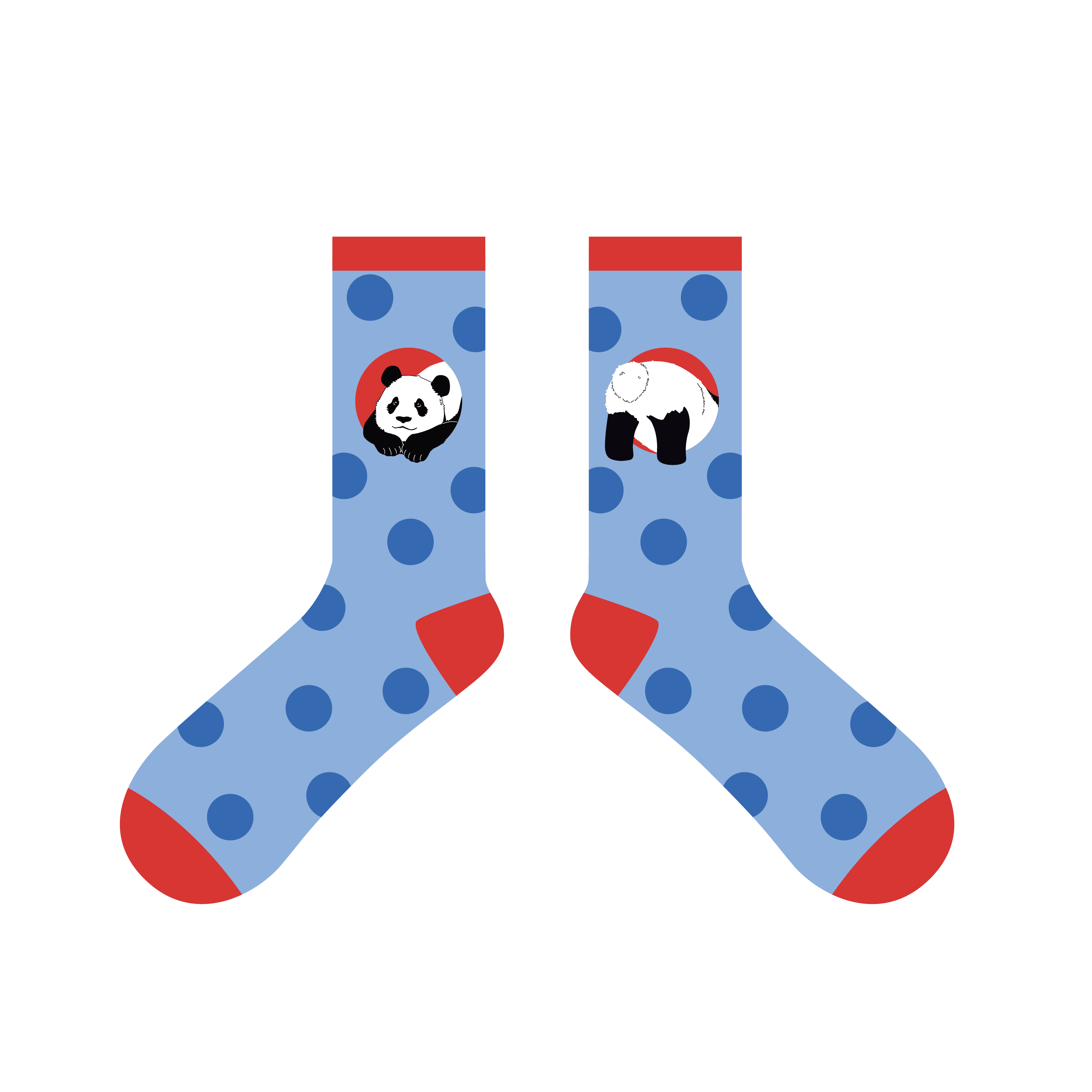 Panda Lying Down Polka Dot Socks Blue