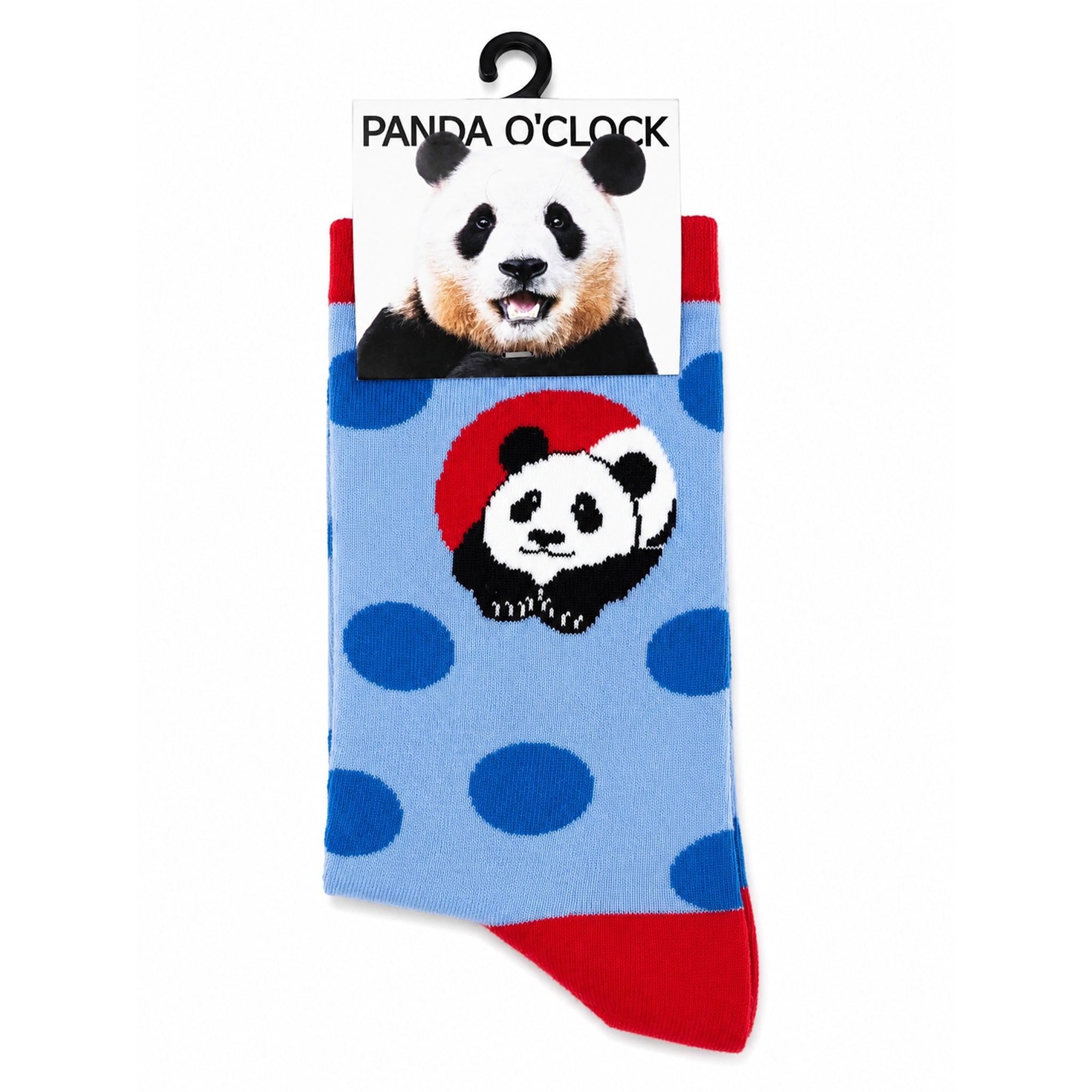Panda Lying Down Polka Dot Socks Blue