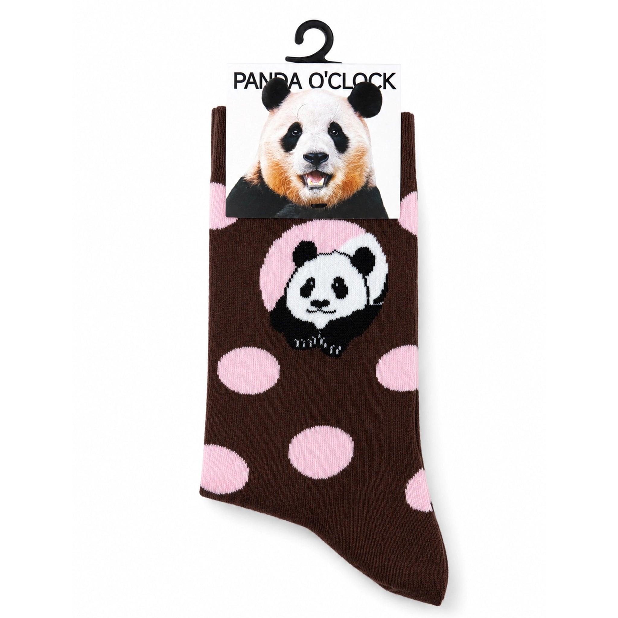 Panda Lying Down Polka Dot Socks Brown