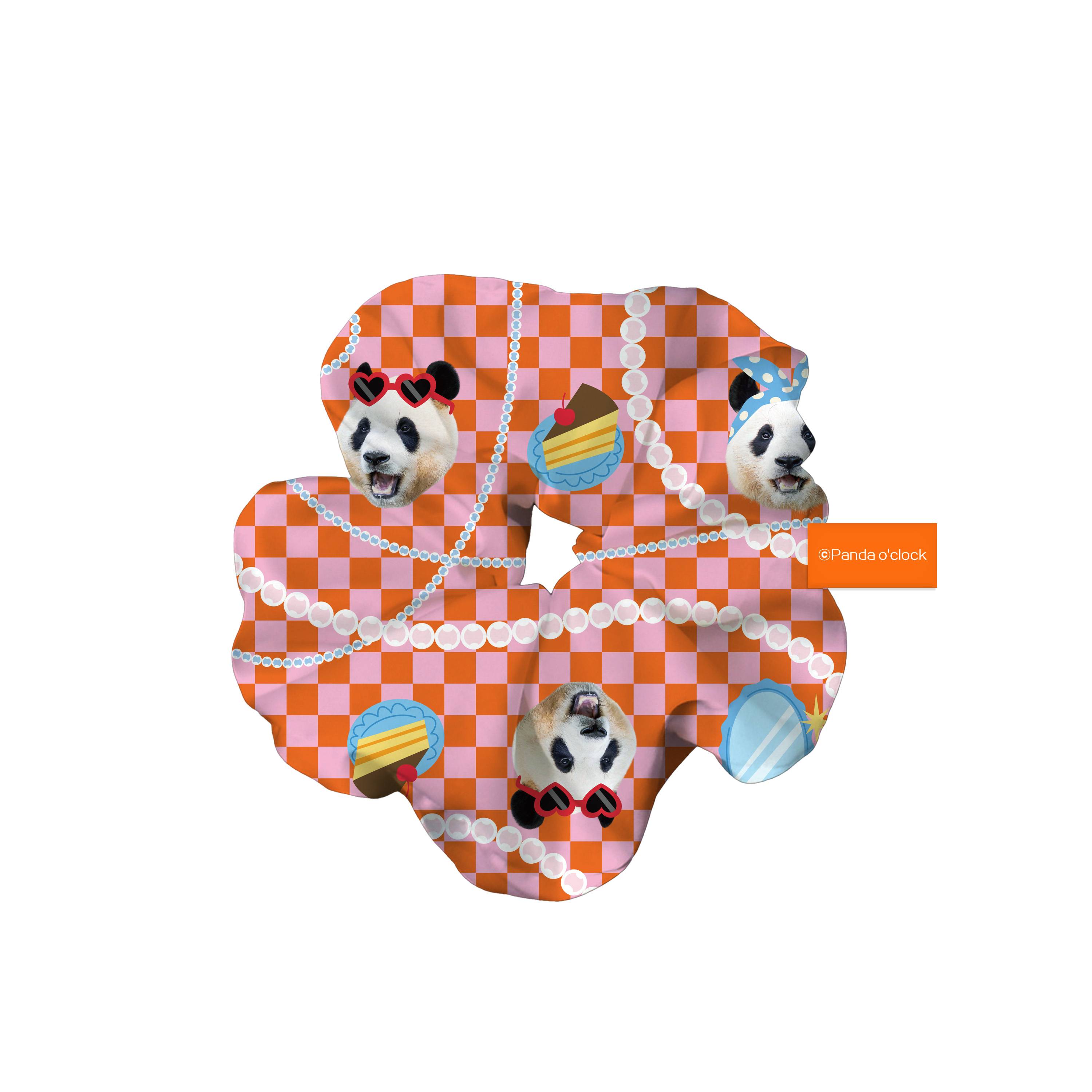 Panda Vintage Hair Scrunchie Pink