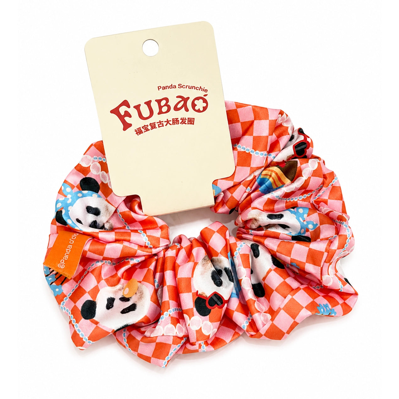 Panda Vintage Hair Scrunchie Pink