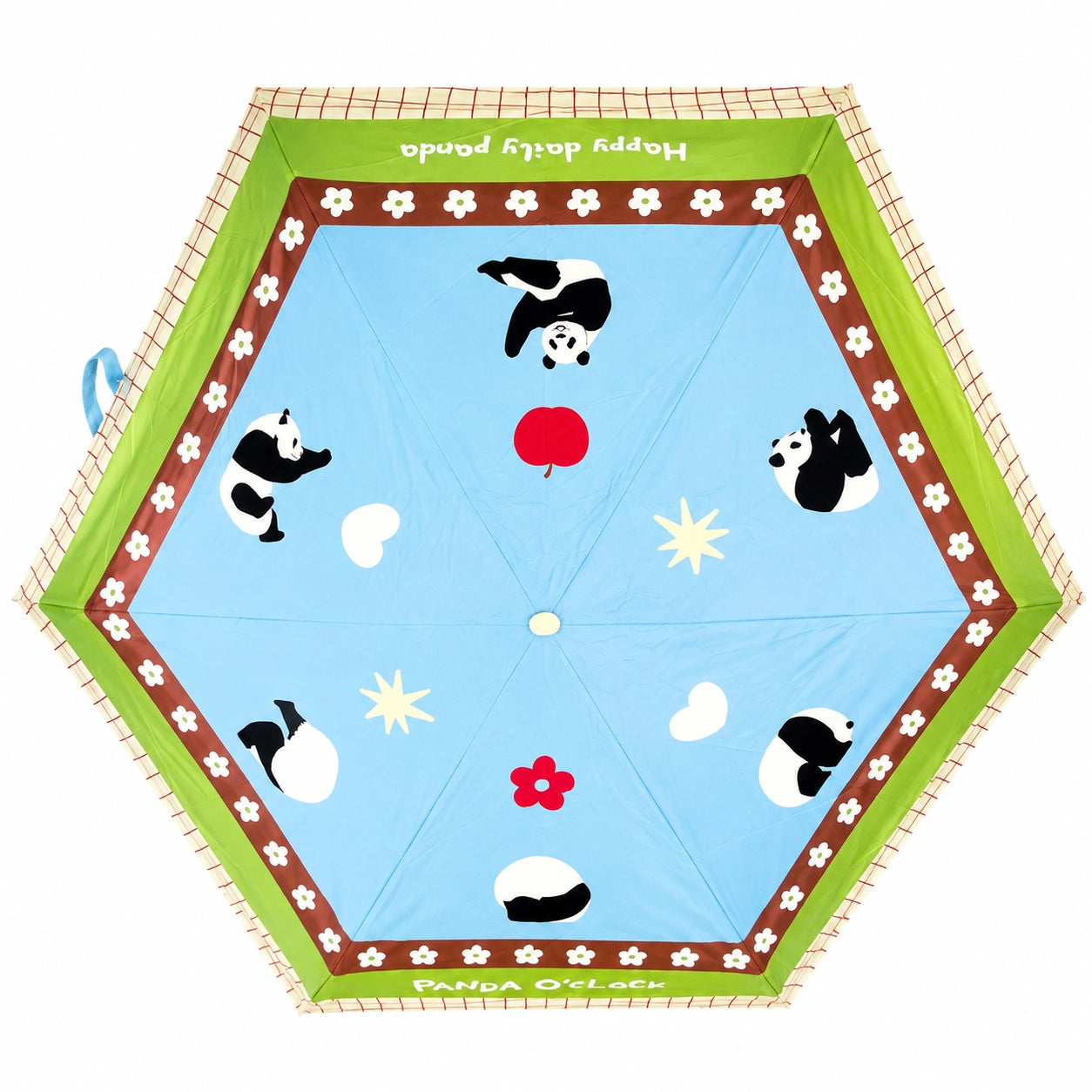 Rotating Panda Card Umbrella Meadow Design