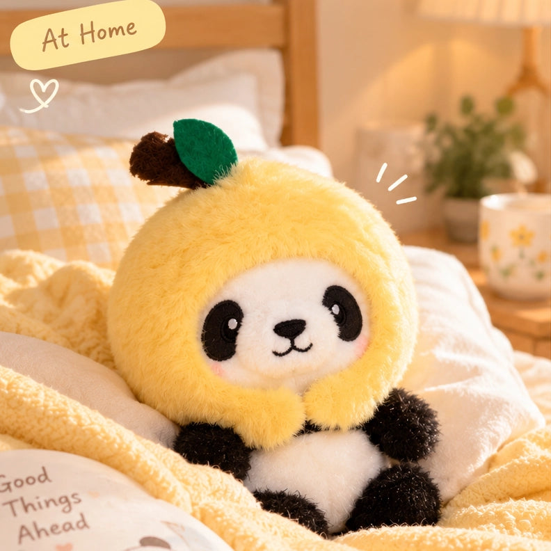 Panda plush in a cosy bedroom
