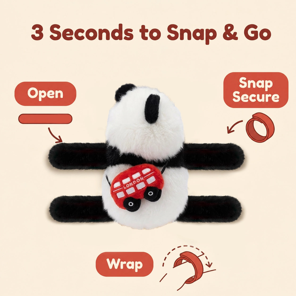 Cute Panda Plush Toy with London Bus
